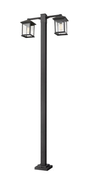 Portland 2 Light 8" Outdoor Post Mounted Fixture in Black, 96" Square Post