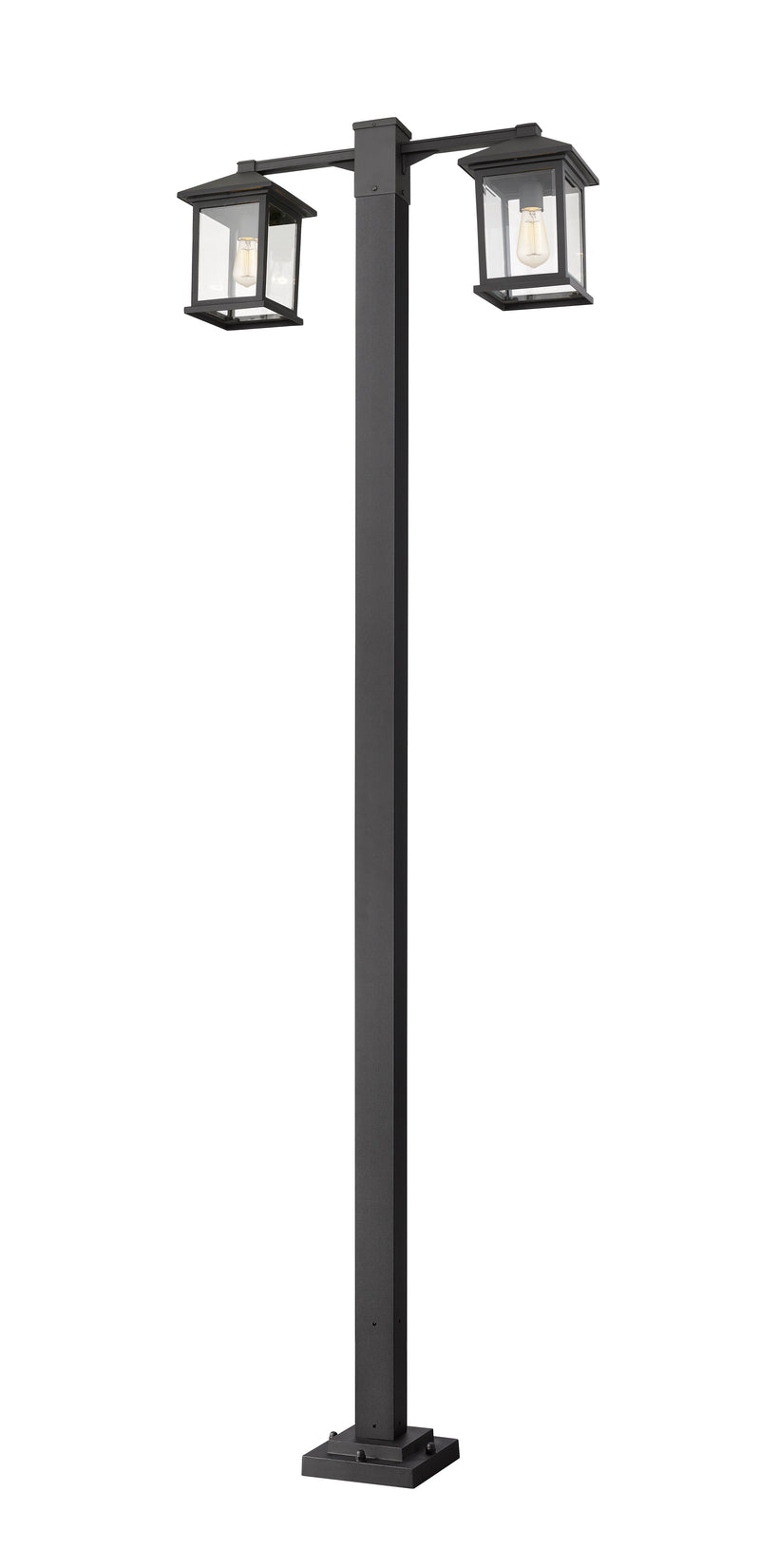 Portland 2 Light 8" Outdoor Post Mounted Fixture in Black, 96" Square Post