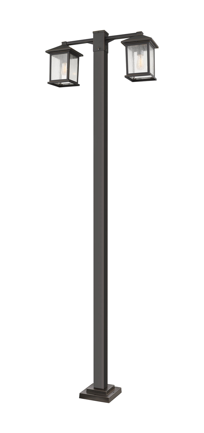 Portland 2 Light 8" Outdoor Post Mounted Fixture in Oil Rubbed Bronze, 96" Square Post