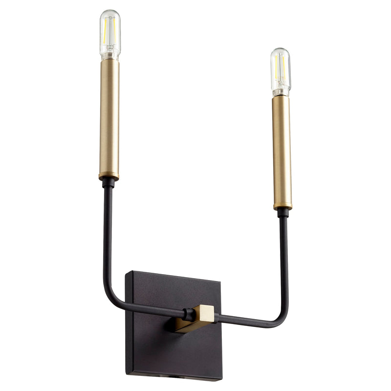 Lacy 2 Light Wall Sconce in Textured Black / Aged Brass
