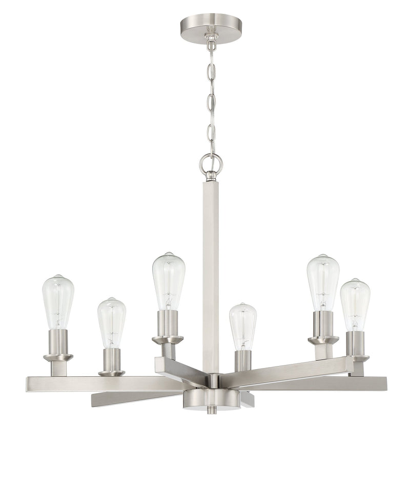 Chicago 6 Light 30" Chandelier in Brushed Polished Nickel