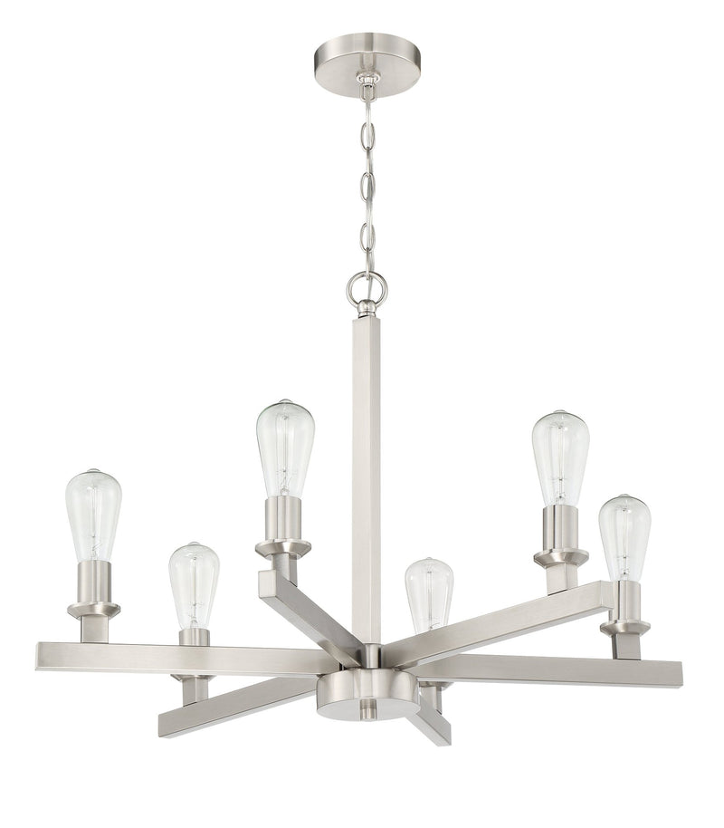 Chicago 6 Light 30" Chandelier in Brushed Polished Nickel