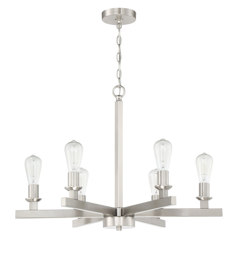 Chicago 6 Light 30" Chandelier in Brushed Polished Nickel