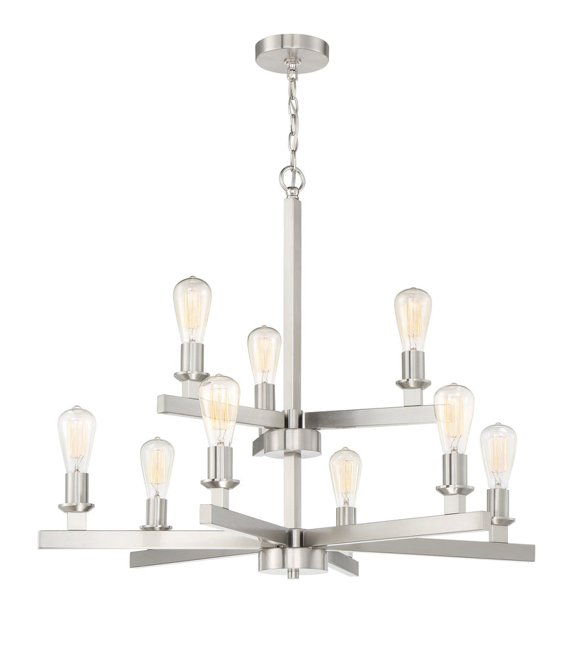 Chicago 9 Light 34" Chandelier in Brushed Polished Nickel
