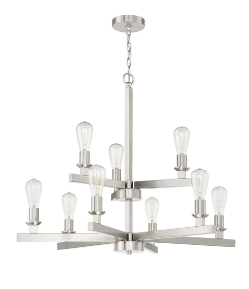 Chicago 9 Light 34" Chandelier in Brushed Polished Nickel