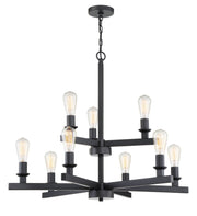 Chicago 9 Light 34" Chandelier in Flat Black