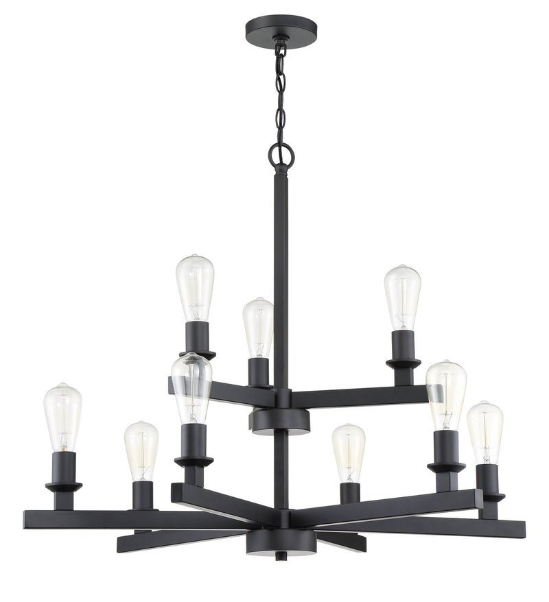Chicago 9 Light 34" Chandelier in Flat Black