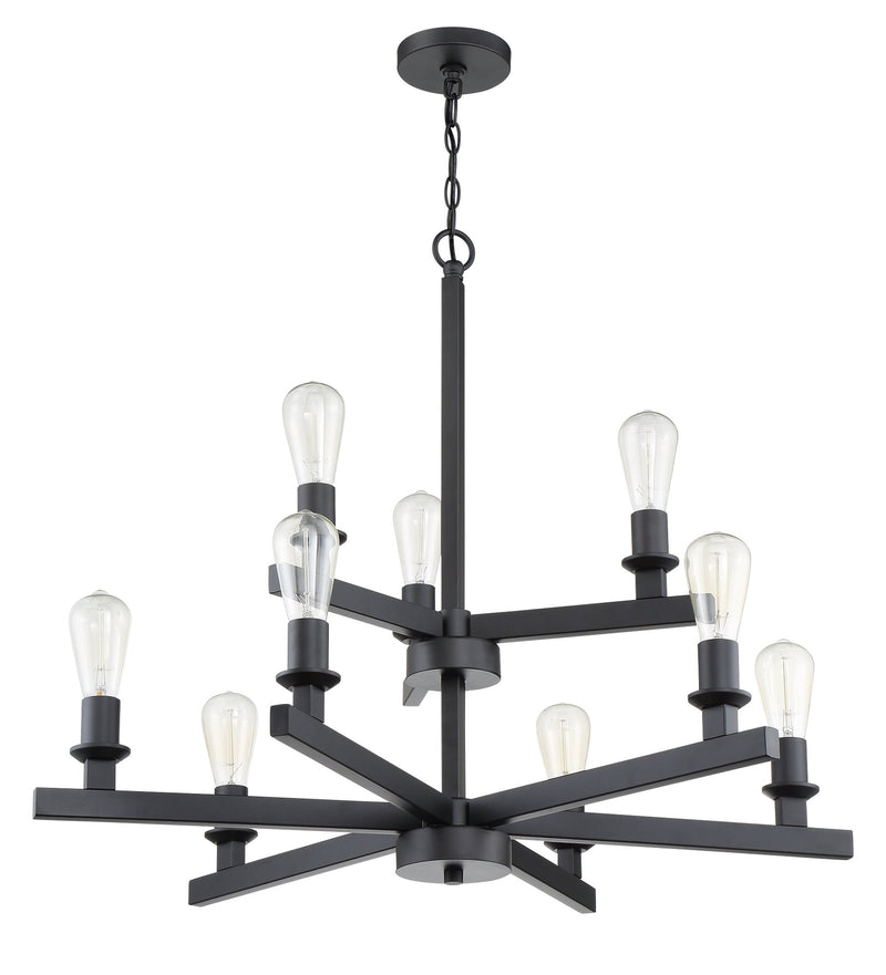 Chicago 9 Light 34" Chandelier in Flat Black
