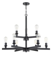 Chicago 9 Light 34" Chandelier in Flat Black