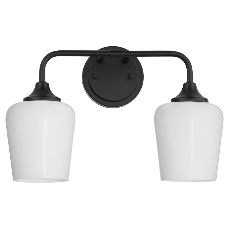 Raymond 2 Light Vanity with Opal Glass in Matte Black