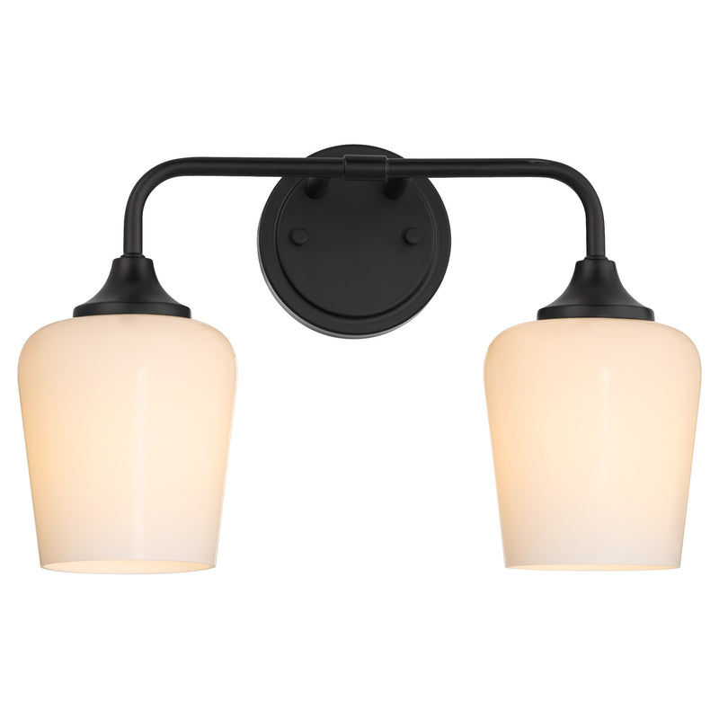 Raymond 2 Light Vanity with Opal Glass in Matte Black