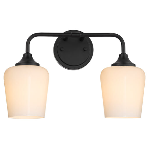 Raymond 2 Light Vanity with Opal Glass in Matte Black