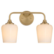 Raymond 2 Light Vanity with Opal Glass in Aged Brass