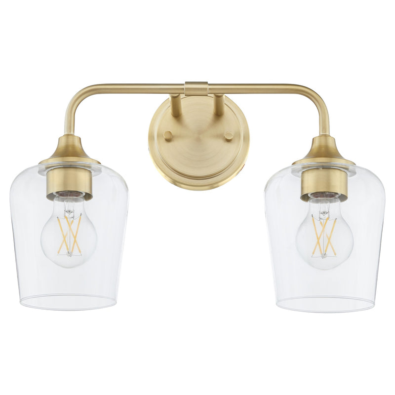Raymond 2 Light Vanity in Aged Brass