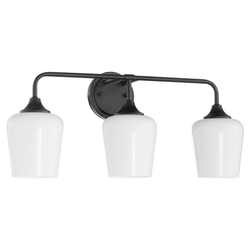 Raymond 3 Light Vanity with Opal Glass in Matte Black