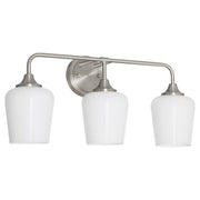 Raymond 3 Light Vanity with Opal Glass in Satin Nickel