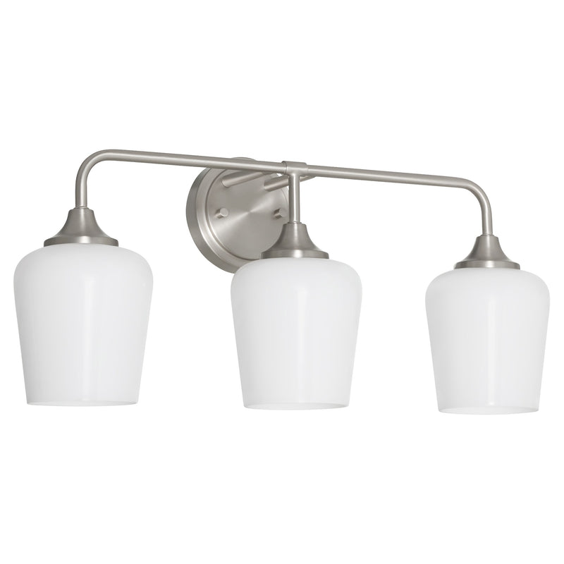 Raymond 3 Light Vanity with Opal Glass in Satin Nickel