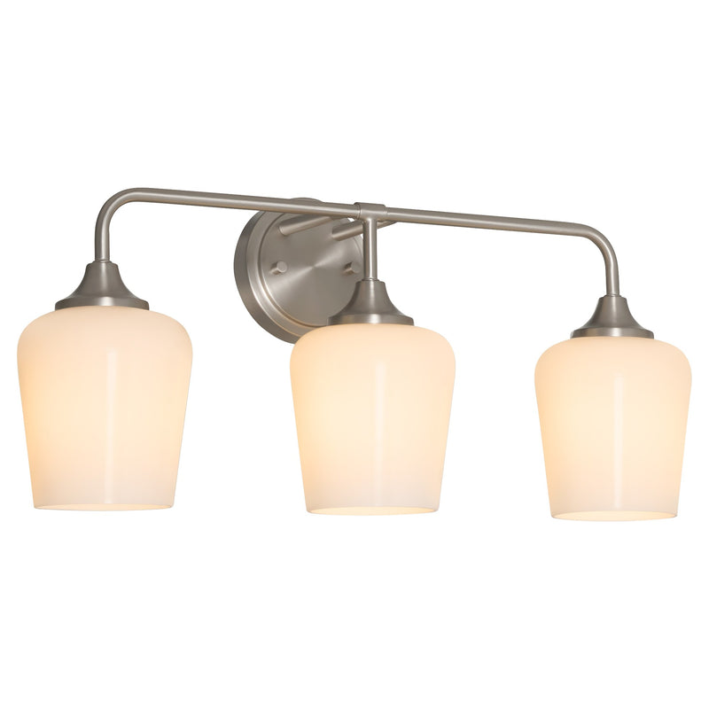 Raymond 3 Light Vanity with Opal Glass in Satin Nickel