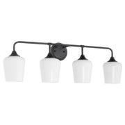 Raymond 4 Light Vanity with Opal Glass in Matte Black