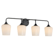 Raymond 4 Light Vanity with Opal Glass in Matte Black