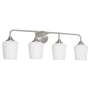 Raymond 4 Light Vanity with Opal Glass in Satin Nickel
