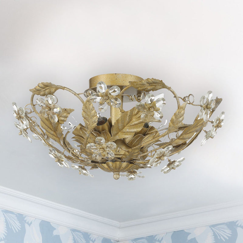 Paris Market 6 Light 16" Semi Flush Mount in Gold Leaf in a room setting