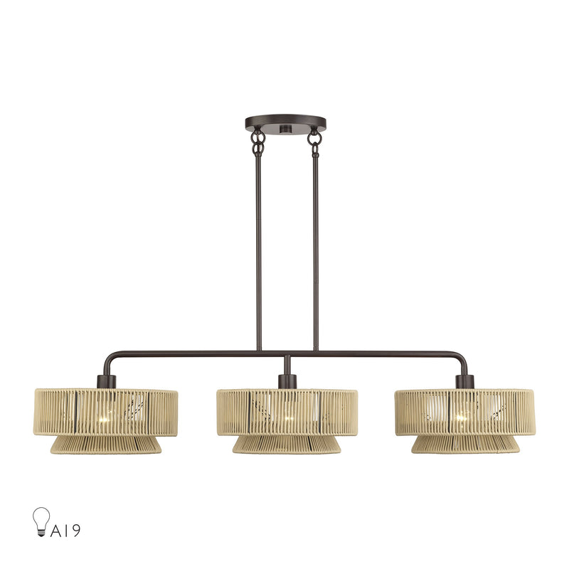 Florell 3-Light Linear Chandelier in English Bronze