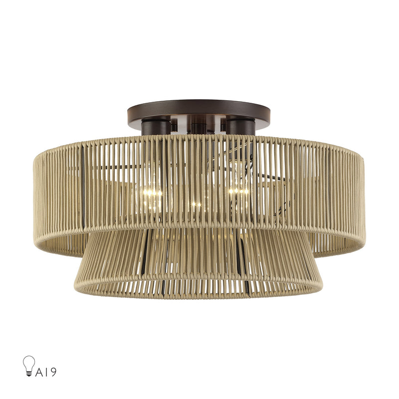 Florell 18" 3-Light Semi-Flush Mount in English Bronze