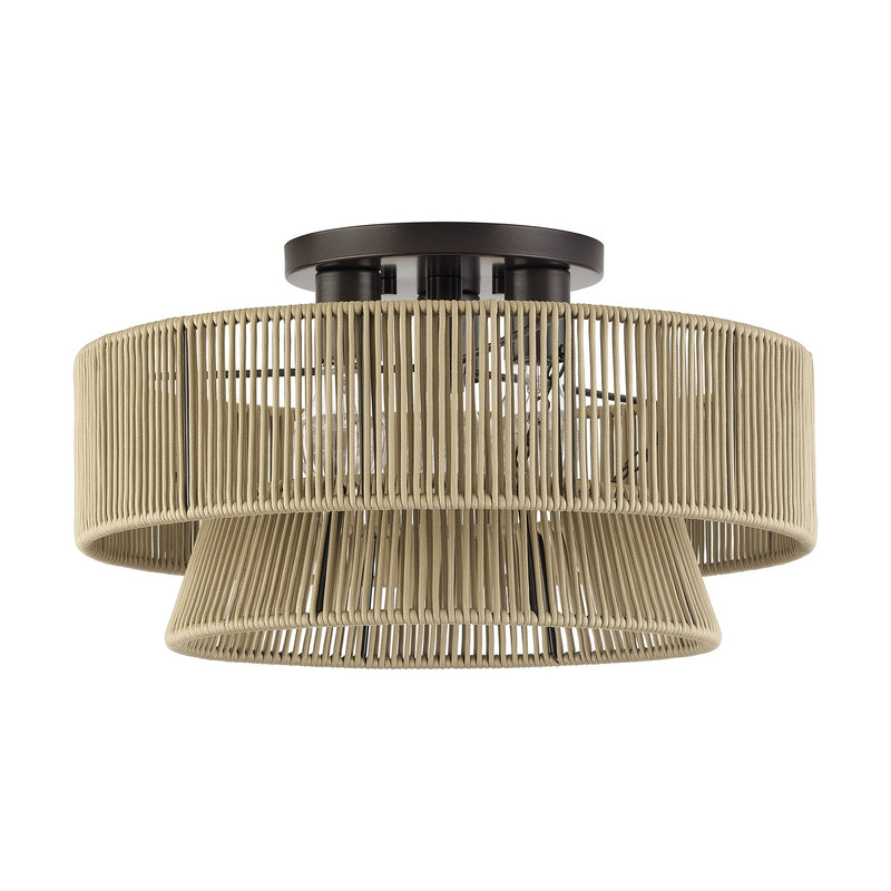 Florell 18" 3-Light Semi-Flush Mount in English Bronze