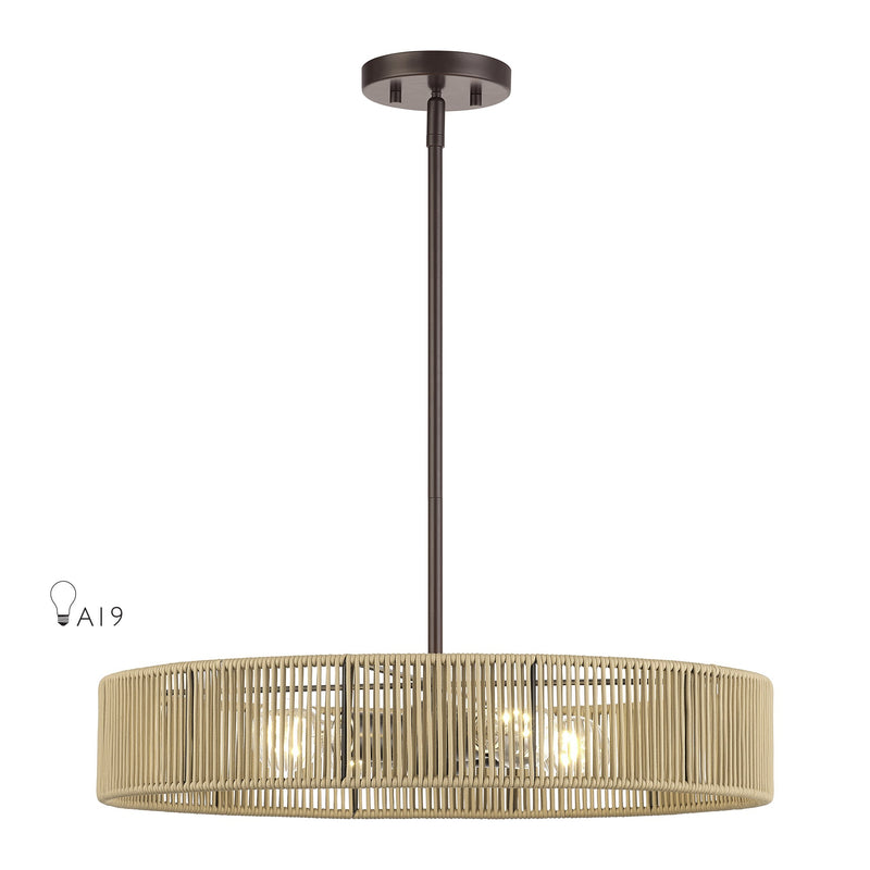 Goldiemesh 4-Light Drum Pendant in English Bronze
