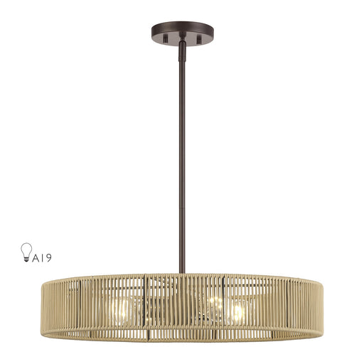 Goldiemesh 4-Light Drum Pendant in English Bronze