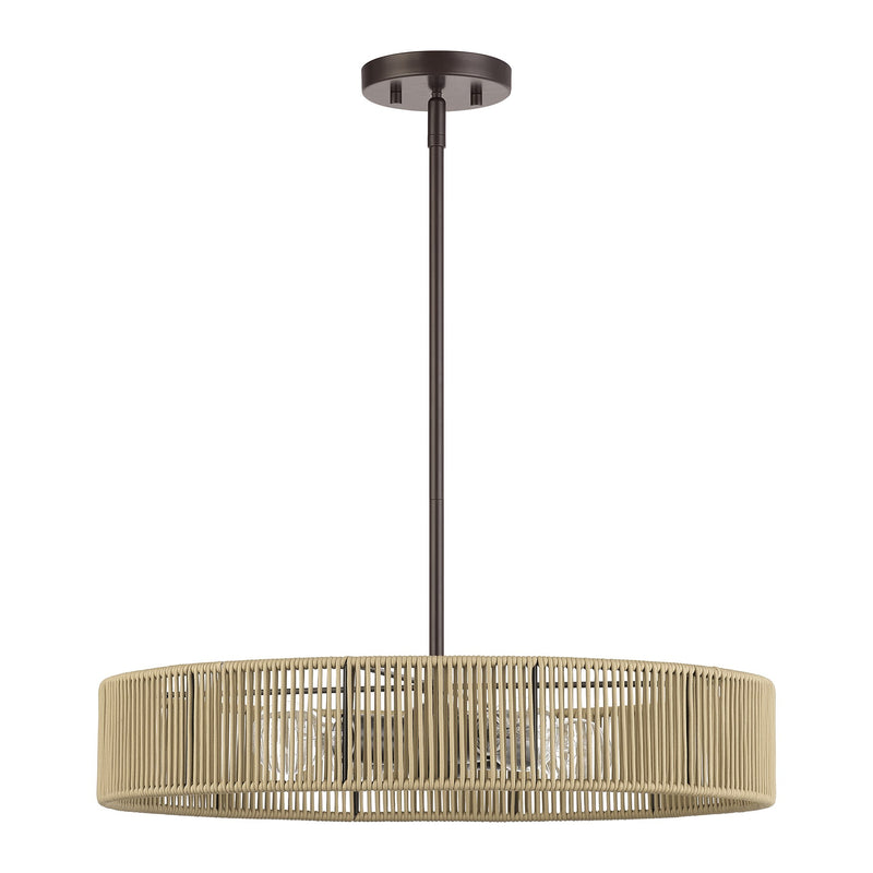 Goldiemesh 4-Light Drum Pendant in English Bronze
