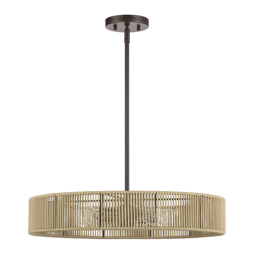 Goldiemesh 4-Light Drum Pendant in English Bronze