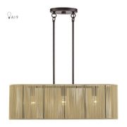 Goldiemesh 30" 3-Light Linear Chandelier in English Bronze