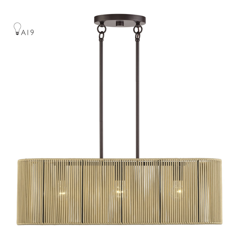 Goldiemesh 30" 3-Light Linear Chandelier in English Bronze