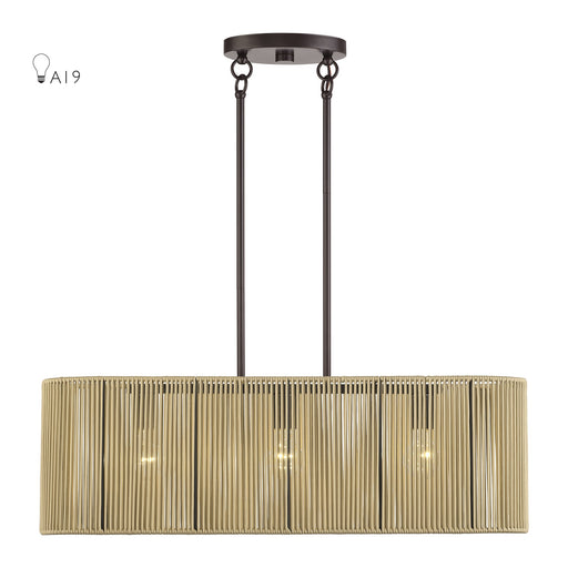 Goldiemesh 30" 3-Light Linear Chandelier in English Bronze