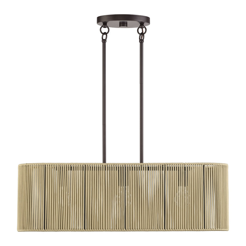 Goldiemesh 30" 3-Light Linear Chandelier in English Bronze