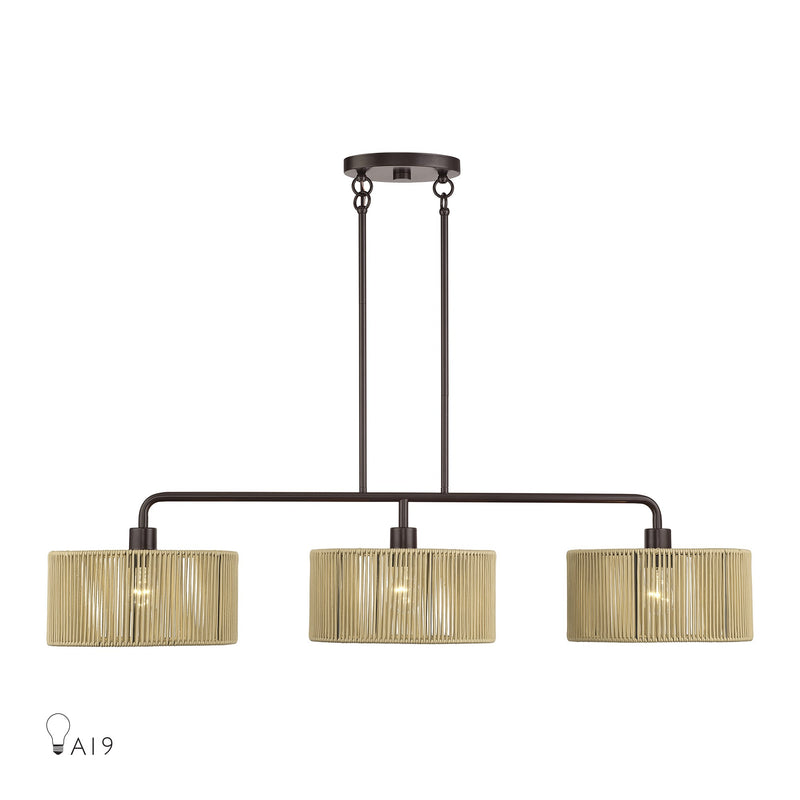 Goldiemesh 46" 3-Light Linear Chandelier in English Bronze