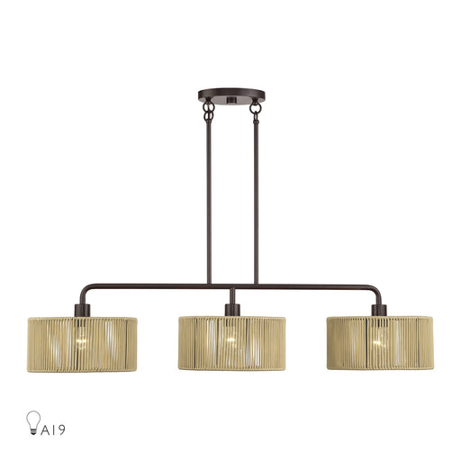 Goldiemesh 46" 3-Light Linear Chandelier in English Bronze