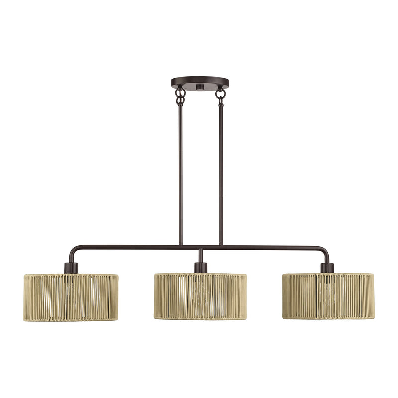 Goldiemesh 46" 3-Light Linear Chandelier in English Bronze
