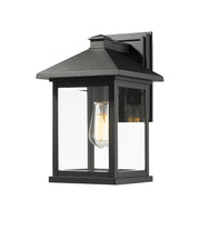 Portland 1 Light 9.5" Outdoor Wall Light, 15.75" Tall in Black