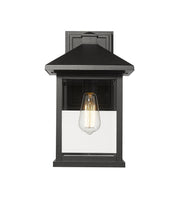 Portland 1 Light 9.5" Outdoor Wall Light, 15.75" Tall in Black