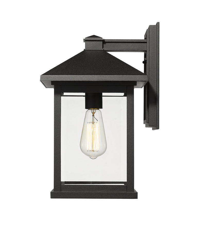 Portland 1 Light 9.5" Outdoor Wall Light, 15.75" Tall in Black