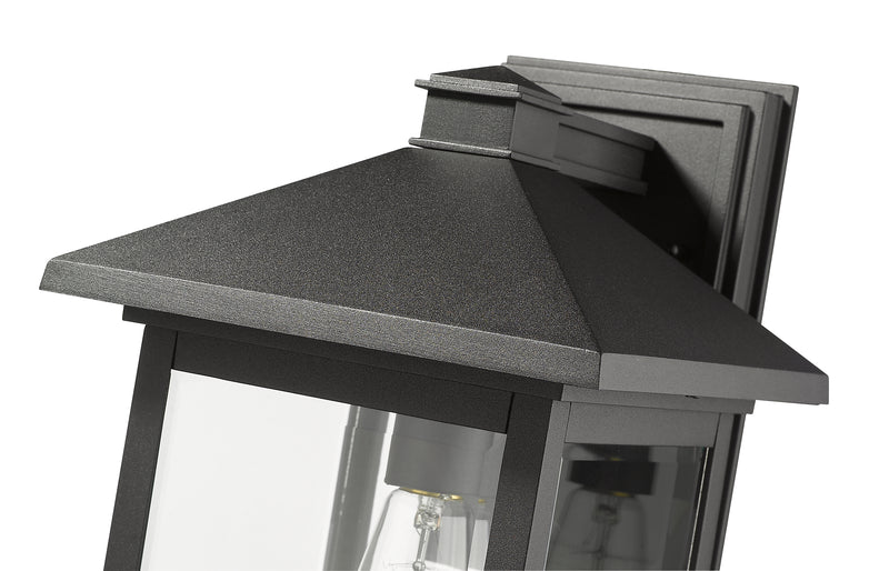 Portland 1 Light 9.5" Outdoor Wall Light, 15.75" Tall in Black