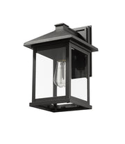 Portland 1 Light 9.5" Outdoor Wall Light, 15.75" Tall in Black