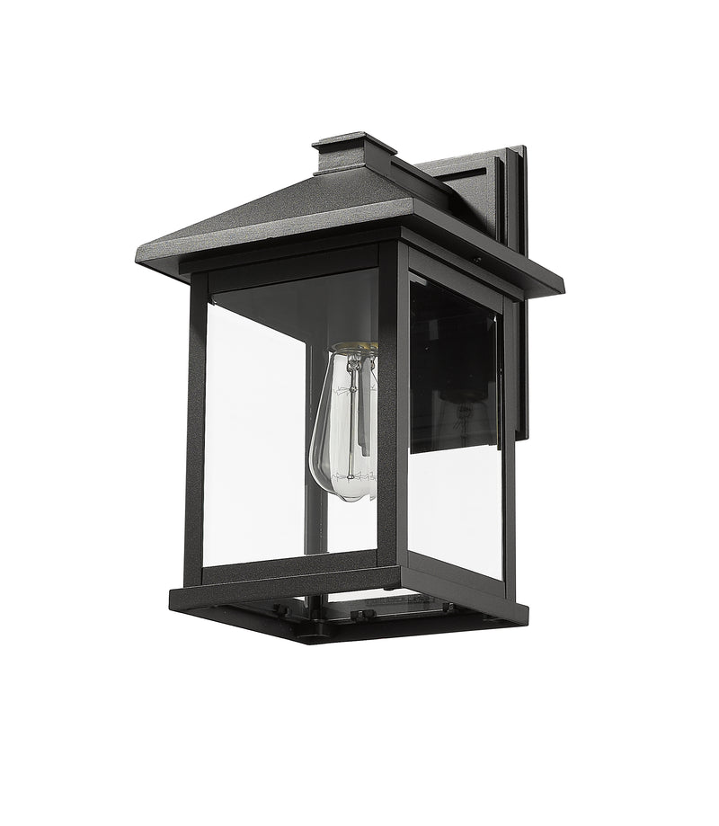 Portland 1 Light 9.5" Outdoor Wall Light, 15.75" Tall in Black