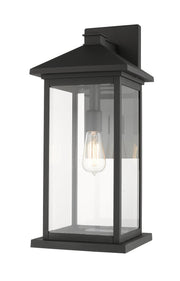Portland 1 Light 9.5" Outdoor Wall Light, 22" Tall in Black