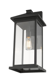 Portland 1 Light 9.5" Outdoor Wall Light, 22" Tall in Black