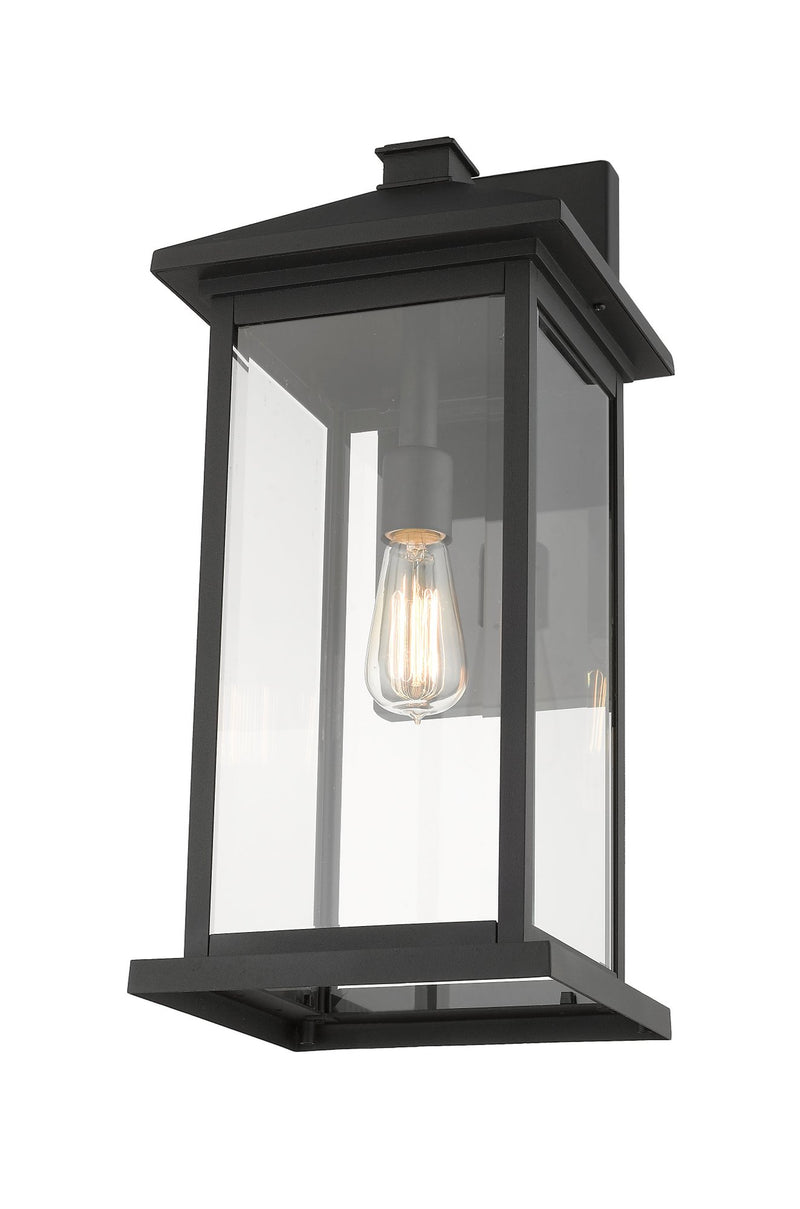 Portland 1 Light 9.5" Outdoor Wall Light, 22" Tall in Black