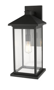 Portland 1 Light 9.5" Outdoor Wall Light, 22" Tall in Black